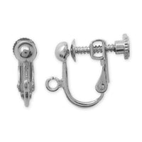 Earrings screw spring ball bra rhodium color