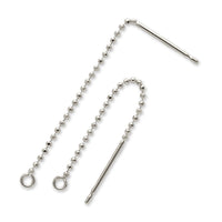 American earrings ball chain rhodium color