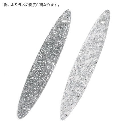 Obi decoration plate oval 1 hole silver glitter