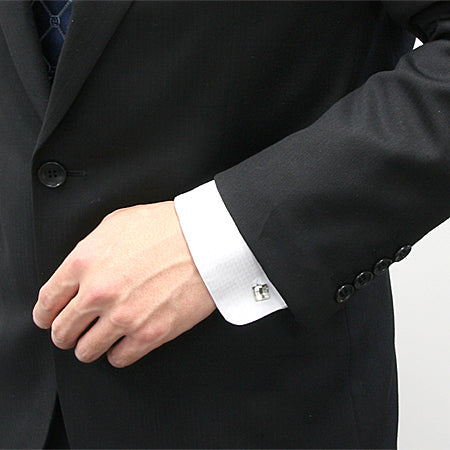 Cufflinks round plate black