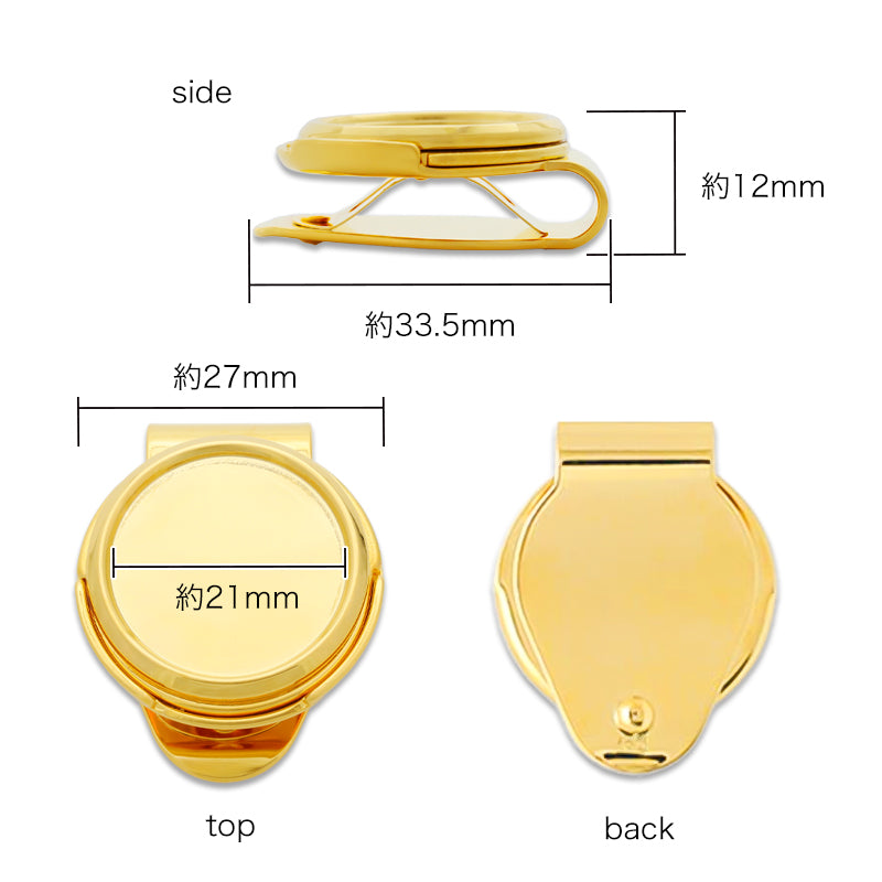 Golf marker with clip round plate rhodium color