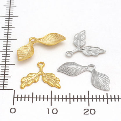 Metal parts leaf two leaves 3 rhodium color