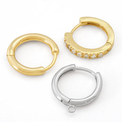 デザインピアス フープラウンド石付　キュービックジルコニア/RC