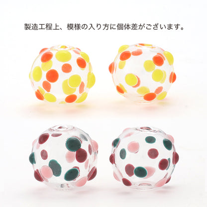 ガラスボール 2穴 エポ付　パープルミックス