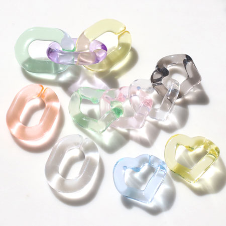 Acrylic chain parts heart clear