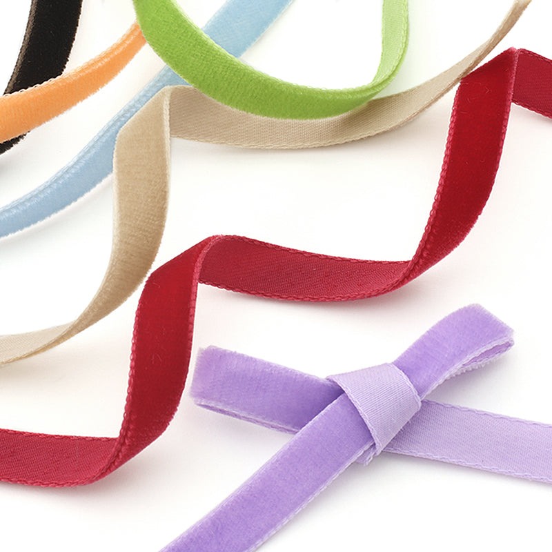 スイスベルベットリボン　水色