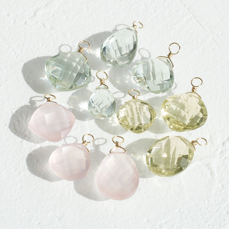 Natural Stone Glasses Charm Square Rose Quartz