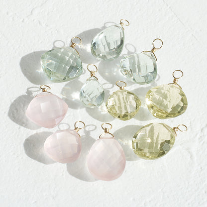 Natural Stone Glasses Charm Square Rose Quartz