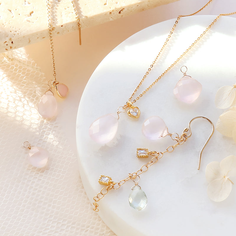Natural Stone Glasses Charm Square Rose Quartz
