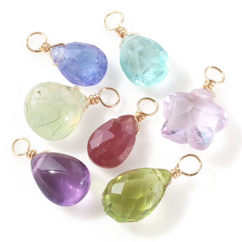Natural stone glasses clasp charm plain flat shizuku amethyst