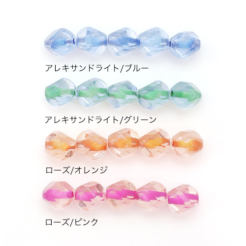 チェコ ファイヤーポリッシュ ナゲットカット　ローズ/ピンク