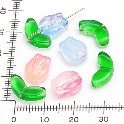 Glass beads Tulip Blue Mix