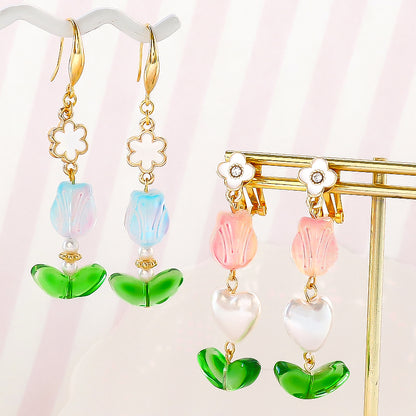Glass beads Tulip Blue Mix