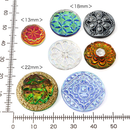 German glass cabochon Round 14 Volcano/G