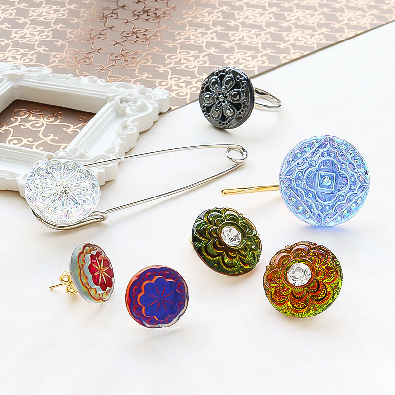 German glass cabochon Round 14 Volcano/G