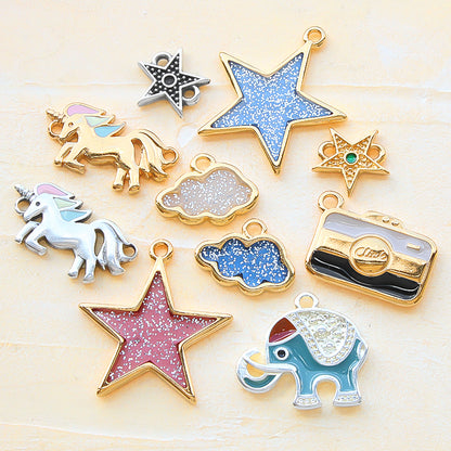 Greek Charm Glitter Star Glitter Pink/G
