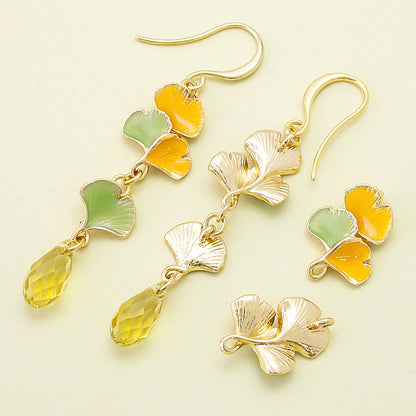 Charm Ginkgo with back ring Green/G