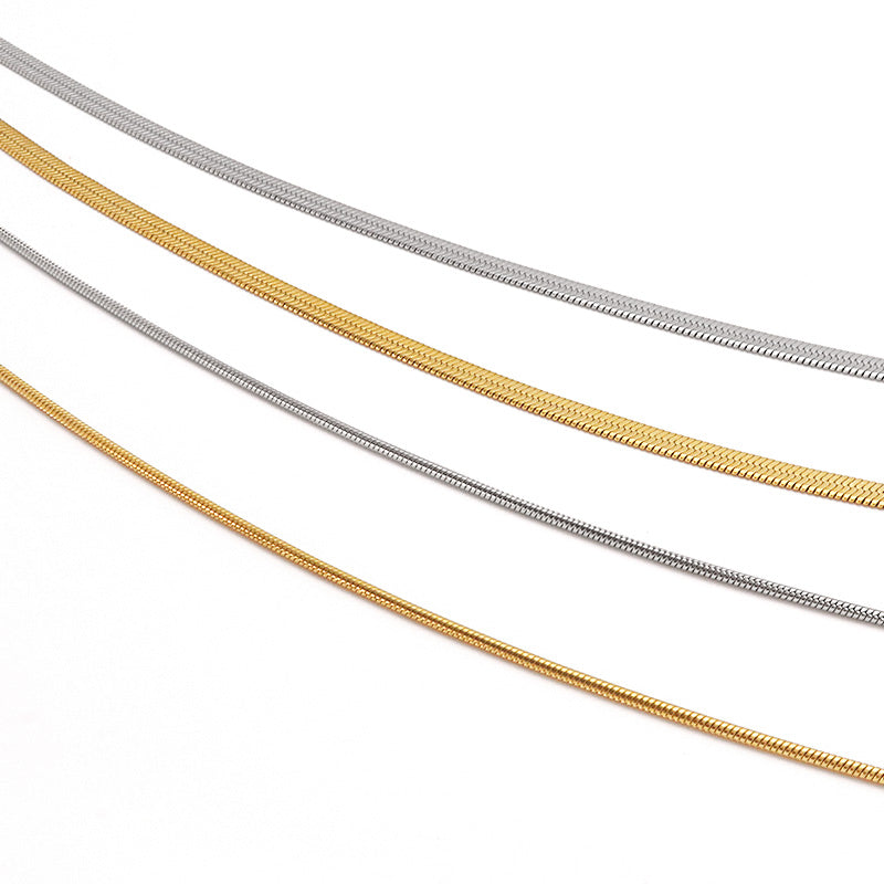 Stainless steel 316L chain necklace snake flat 3mm with adjuster gold (ion plating) (SUS316L)