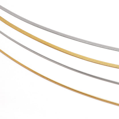 Stainless steel 316L chain necklace snake flat 3mm with adjuster gold (ion plating) (SUS316L)