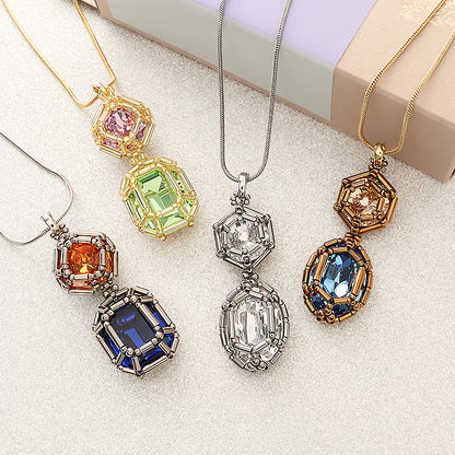 キット 貴和クリスタル宝石編みプリンセスのスクエアシェイプネックレス　ブルー(KR1348)