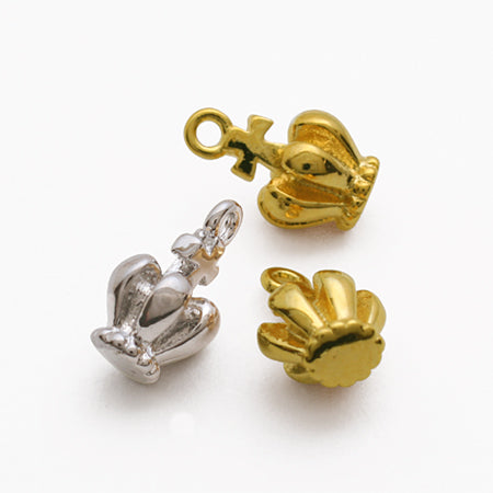 Domestic cast charm Crown 1 Rhodium color