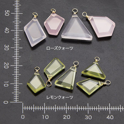 天然石 めがね留めチャーム スライス　ローズクォーツ