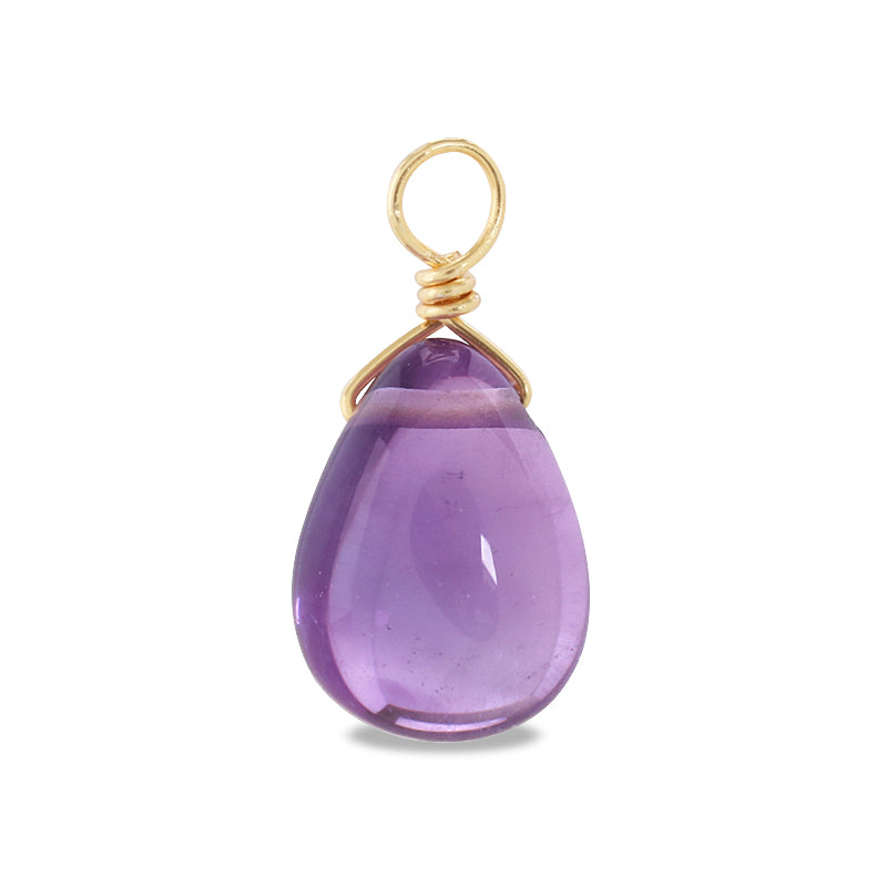 Natural stone glasses clasp charm plain flat shizuku amethyst