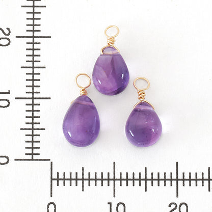 Natural stone glasses clasp charm plain flat shizuku amethyst