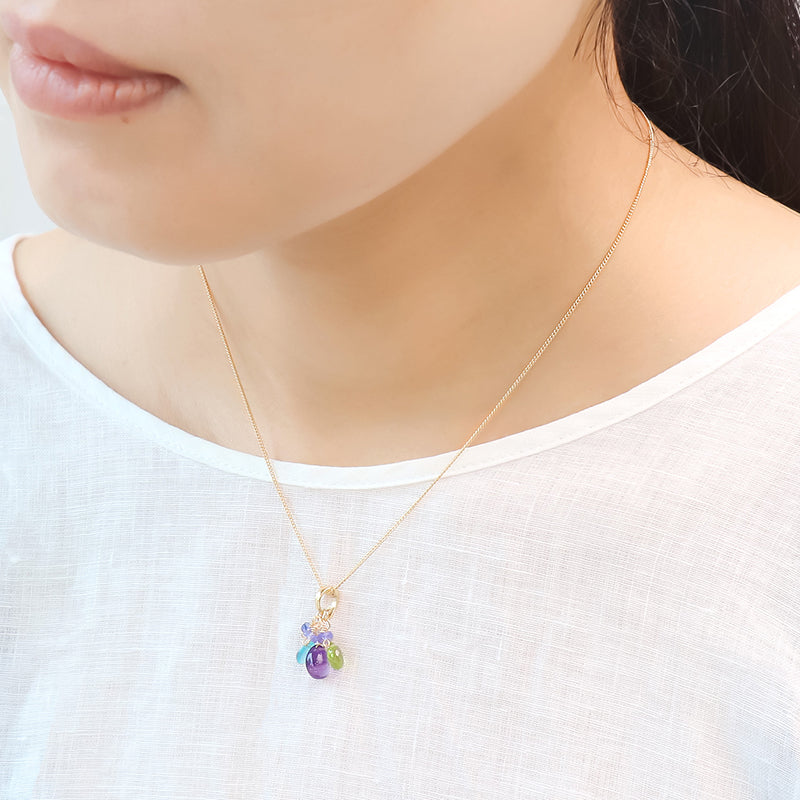 Natural stone glasses clasp charm plain flat shizuku amethyst