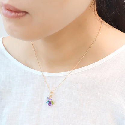 Natural stone glasses clasp charm plain flat shizuku amethyst
