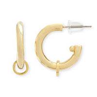 Stainless steel earrings with half hoop metal ring