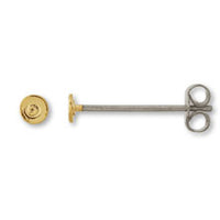 Long post earrings with round plate catch