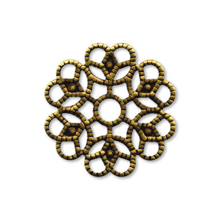 スカシパーツ 花六弁 約15mm　金古美