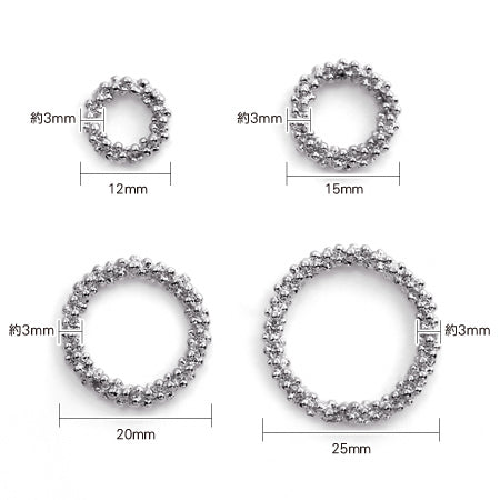 Metal ring parts grain round rhodium color
