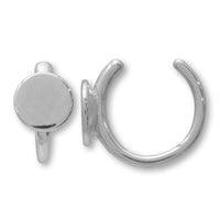 Ear cuff with round plate rhodium color