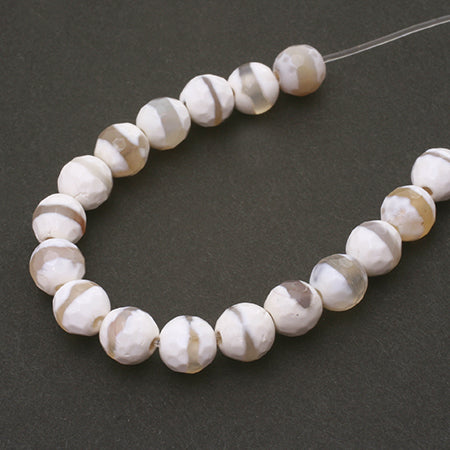 Natural stone round cut agate stripe (white dyeing)