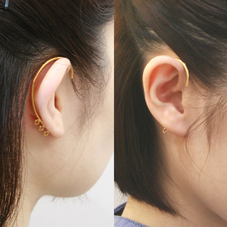 Ear hook with 3 hooks rhodium color