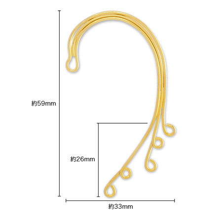 Ear hook wire with 5 hooks gold