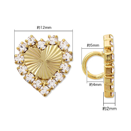 Button Wave Cut Heart Crystal/G [Outlet]