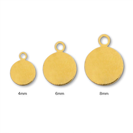 Metal parts with 1 round plate, gold