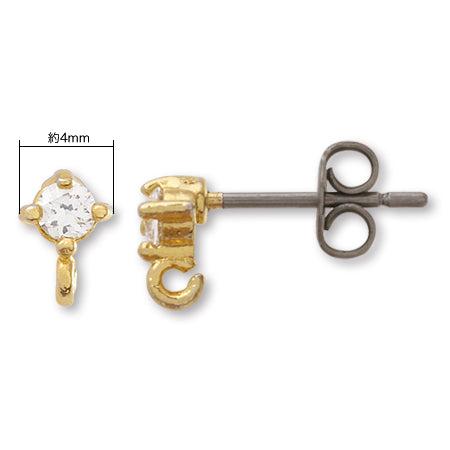 Earrings cubic zirconia with ring 2 rhodium color