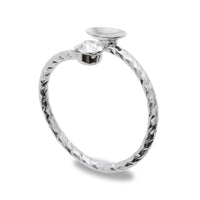 Fork ring stand with bowl on one side, rhodium color