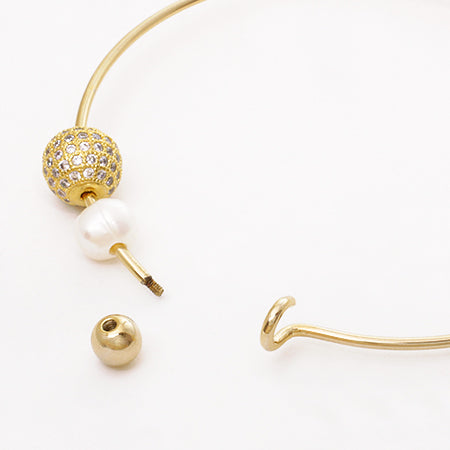 ワイヤーネックレス ネジ式　ロジウムカラー