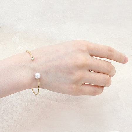 Pattern line bangle, one side core, gold
