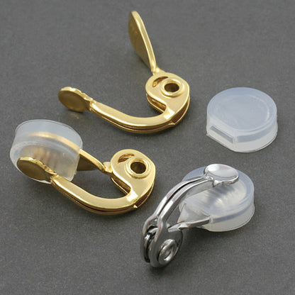 Earrings clip type bowl with rubber rhodium color