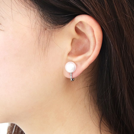 Earrings clip type bowl with rubber rhodium color