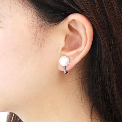 Earrings clip type bowl with rubber rhodium color
