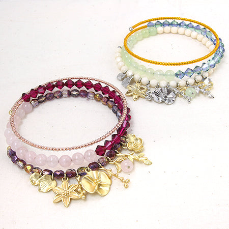 Charm botanical petals rhodium color