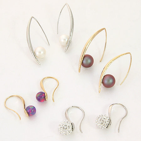 Design earrings U-shaped core for round balls 6-10mm gold