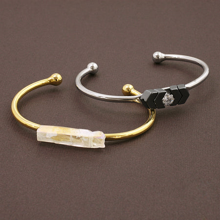 Bangle center flat rhodium color